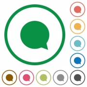 Set of chat color round outlined flat icons on white background