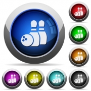 Set of round glossy bowling buttons. Arranged layer structure. - Bowling button set - Large thumbnail