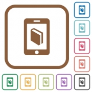 E-book simple icons in color rounded square frames on white background - E-book simple icons - Large thumbnail