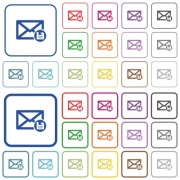 Archive mail color flat icons in rounded square frames. Thin and thick versions included.