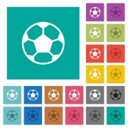 Soccer ball multi colored flat icons on plain square backgrounds. Included white and darker icon variations for hover or active effects. - Soccer ball square flat multi colored icons