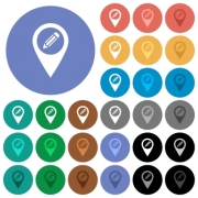 Edit GPS map location multi colored flat icons on round backgrounds. Included white, light and dark icon variations for hover and active status effects, and bonus shades on black backgounds. - Edit GPS map location round flat multi colored icons - Large thumbnail