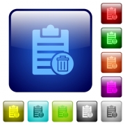 Delete note icons in rounded square color glossy button set