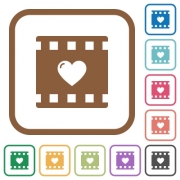 Favorite movie simple icons in color rounded square frames on white background - Favorite movie simple icons