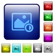 Adjust image contrast icons in rounded square color glossy button set