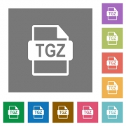 TGZ file format flat icons on simple color square backgrounds