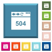 Browser 504 Gateway Timeout white icons on edged square buttons in various trendy colors