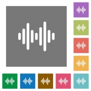 Sound wave flat icons on simple color square backgrounds - Sound wave square flat icons - Large thumbnail