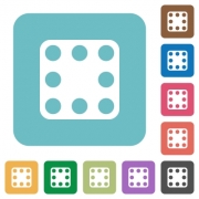 Domino eight white flat icons on color rounded square backgrounds