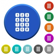 Numeric keypad round color beveled buttons with smooth surfaces and flat white icons - Numeric keypad beveled buttons