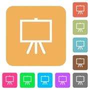 Easel with blank canvas flat icons on rounded square vivid color backgrounds. - Easel with blank canvas rounded square flat icons