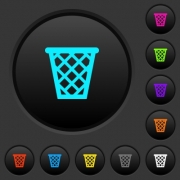 Trash dark push buttons with vivid color icons on dark grey background - Trash dark push buttons with color icons - Large thumbnail