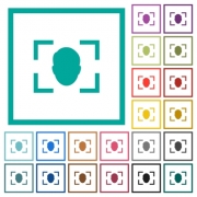 Camera selfie mode flat color icons with quadrant frames on white background - Camera selfie mode flat color icons with quadrant frames