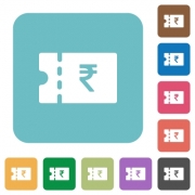 Indian Rupee discount coupon white flat icons on color rounded square backgrounds