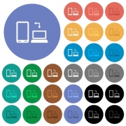 Syncronize mobile with computer multi colored flat icons on round backgrounds. Included white, light and dark icon variations for hover and active status effects, and bonus shades. - Syncronize mobile with computer round flat multi colored icons