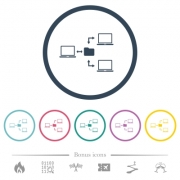 Network file system flat color icons in round outlines. 6 bonus icons included. - Network file system flat color icons in round outlines