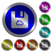 Cloud file icons on round luminous coin-like color steel buttons - Cloud file luminous coin-like round color buttons