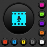 Movie voice dark push buttons with vivid color icons on dark grey background - Movie voice dark push buttons with color icons - Large thumbnail