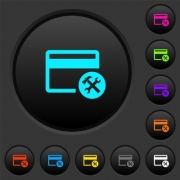 Credit card tools dark push buttons with vivid color icons on dark grey background - Credit card tools dark push buttons with color icons - Large thumbnail