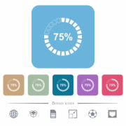 75 percent loaded white flat icons on color rounded square backgrounds. 6 bonus icons included - 75 percent loaded flat icons on color rounded square backgrounds - Large thumbnail