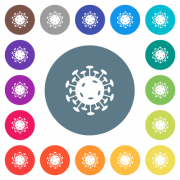 Corona virus flat white icons on round color backgrounds. 17 background color variations are included. - Corona virus flat white icons on round color backgrounds - Large thumbnail