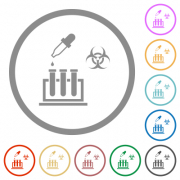 Biological experiment flat color icons in round outlines on white background - Biological experiment flat icons with outlines