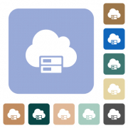 Cloud storage white flat icons on color rounded square backgrounds - Cloud storage rounded square flat icons - Large thumbnail