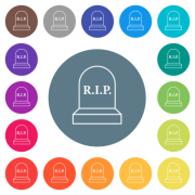 Tombstone with cross flat white icons on round color backgrounds. 17 background color variations are included. - Tombstone with cross flat white icons on round color backgrounds