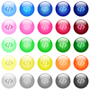 Script code icons in set of 25 color glossy spherical buttons - Script code icons in color glossy buttons - Large thumbnail