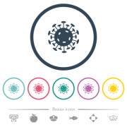 Corona virus flat color icons in round outlines. 6 bonus icons included.