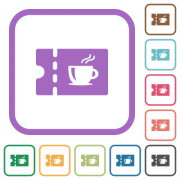 Coffee house discount coupon simple icons in color rounded square frames on white background