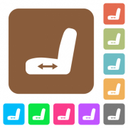 Car seat adjustment flat icons on rounded square vivid color backgrounds.