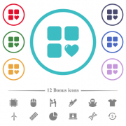 Favorite component flat color icons in circle shape outlines. 12 bonus icons included. - Favorite component flat color icons in circle shape outlines