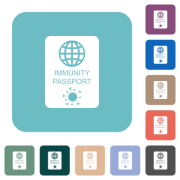 Immunity passport white flat icons on color rounded square backgrounds - Immunity passport rounded square flat icons