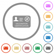 Vaccination certification flat color icons in round outlines on white background - Vaccination certification flat icons with outlines