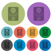 Vaccination passport darker flat icons on color round background - Vaccination passport color darker flat icons