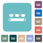 Mask manufacturing white flat icons on color rounded square backgrounds - Mask manufacturing rounded square flat icons