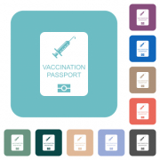 Vaccination passport white flat icons on color rounded square backgrounds - Vaccination passport rounded square flat icons