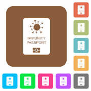 Immunity passport flat icons on rounded square vivid color backgrounds. - Immunity passport rounded square flat icons