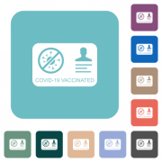 Covid 19 vaccinated white flat icons on color rounded square backgrounds - Covid 19 vaccinated rounded square flat icons