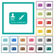 Covid 19 immuned flat color icons with quadrant frames on white background - Covid 19 immuned flat color icons with quadrant frames