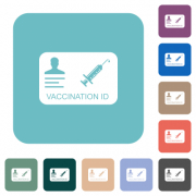 Vaccination id white flat icons on color rounded square backgrounds - Vaccination id rounded square flat icons