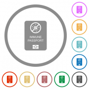 Immune passport flat color icons in round outlines on white background - Immune passport flat icons with outlines