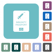 Immunity passport white flat icons on color rounded square backgrounds - Immunity passport rounded square flat icons