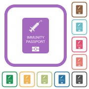 Immunity passport simple icons in color rounded square frames on white background - Immunity passport simple icons