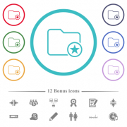 Mark directory outline flat color icons in circle shape outlines. 12 bonus icons included. - Mark directory outline flat color icons in circle shape outlines - Large thumbnail