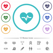 Heartbeat flat color icons in circle shape outlines. 12 bonus icons included. - Heartbeat flat color icons in circle shape outlines - Large thumbnail