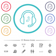 Call customer service outline flat color icons in circle shape outlines. 12 bonus icons included. - Call customer service outline flat color icons in circle shape outlines - Large thumbnail