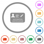 Vaccination certificate flat color icons in round outlines on white background - Vaccination certificate flat icons with outlines