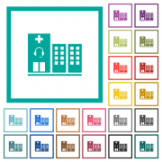 Medical assistance flat color icons with quadrant frames on white background